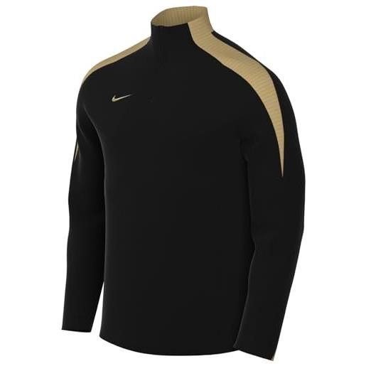 Nike m nk df strk dril top, black/jersey gold/metallic gold, m uomo