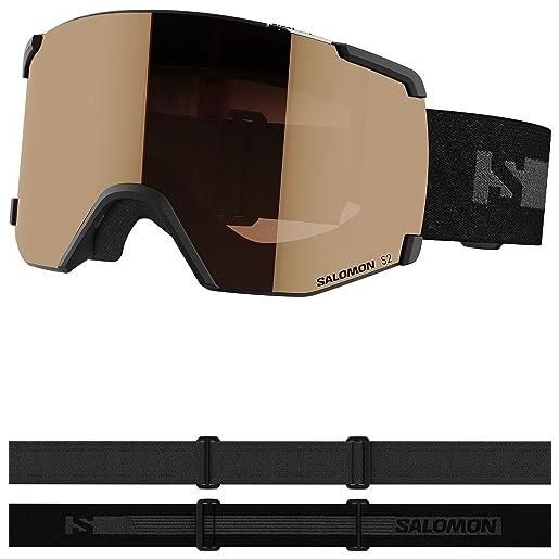 Salomon s/view access, occhiali sci snowboard unisex: campo visivo esteso, riduzione affaticamento oculare & abbagliamento, e fine della condensa, nero, senza taglia