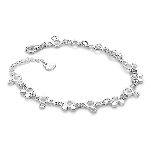 Dankadi braccialetto topolino in argento 925, regolabile, 20 cm, regalo di gioielli di compleanno elegante, divertente per ragazze, donne, moglie, fidanzata, bambini, adulti, réglable, argento
