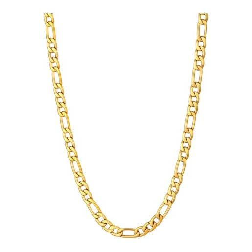 U7 figaro chain 1 + 5 collana a maglia lunga da uomo placcata in oro 66cm / 5mm collana a catena a maglie street style