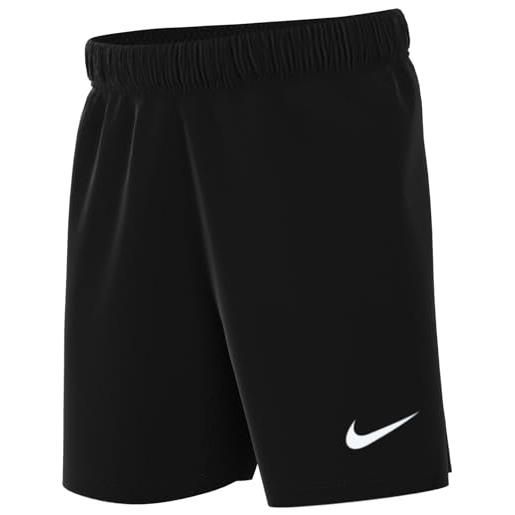 Nike y nk df strk24 k mid thigh length pantaloncini, nero/bianco, 14-15 anni unisex-bambini