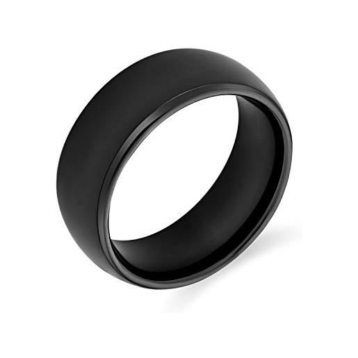 Bling Jewelry anello di coppia in titanio a cupola semplice e nera per uomini per donne comfort fit 8mm