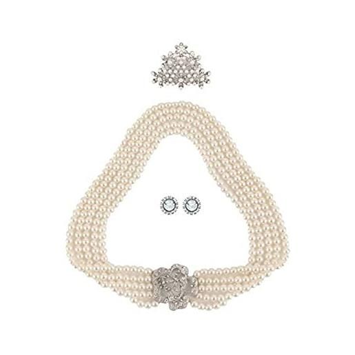 Hudiefly utopiat - set di gioielli di perle da donna di alta qualità, 3 pezzi, stile flapper per la sposa, ispirato da audrey hepburn come holly golightly in colazione da tiffany, standard