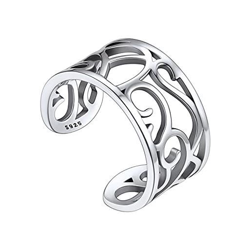 Silvora anello per dito per piedi anelli aperti donna argento 925 sterling catena fidanzamento regolabile originale anello fantasia gioielli regalo matrimonio san valentino