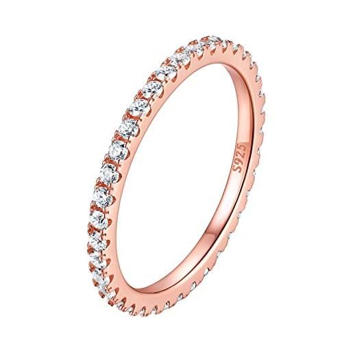 ChicSilver anello argento donna fascia oro rosato misura 9 anelli a fascia rgento con zirconi anello donna argento 925