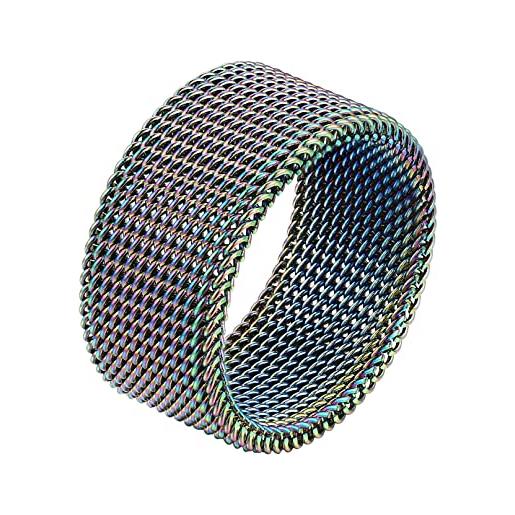 Bandmax anello uomo intrecciato, anello misto uomo a rete, 25 misura rete anello uomo acciaio inossidabile, 10.2 mm larghezza mesh ring uomo gioielli di moda