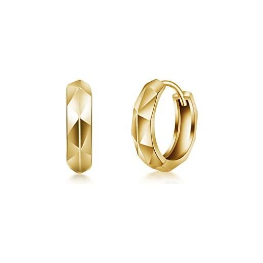 immobird orecchini a cerchio in oro con motivo geometrico orecchini unisex argento 925 uomo donna regalo per uomo donna 14mm