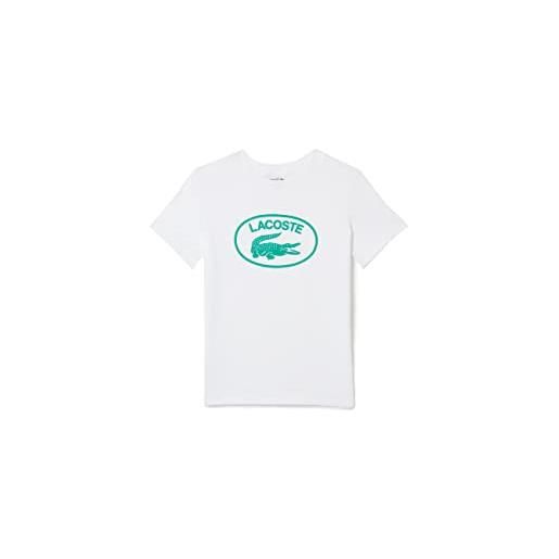 Lacoste tj9732 t-shirt, bianco, 8 anni unisex-bambini e ragazzi