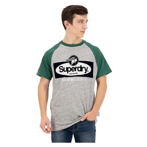 Superdry maglietta da uomo vintage con logo raglan, atletico grigio marl, s