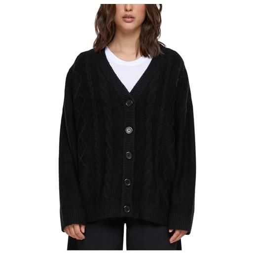 Urban Classics ladies cabel knit cardigan maglione, black, xxl donna