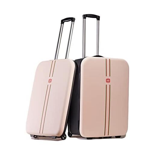 HALOOP bagaglio a mano rigido 20 (52cm - 35l) espandibile ultra sottile moda valigia trolley in abs con ruote silenziose, ultra leggero valigia con chiusura tsa (rosa)