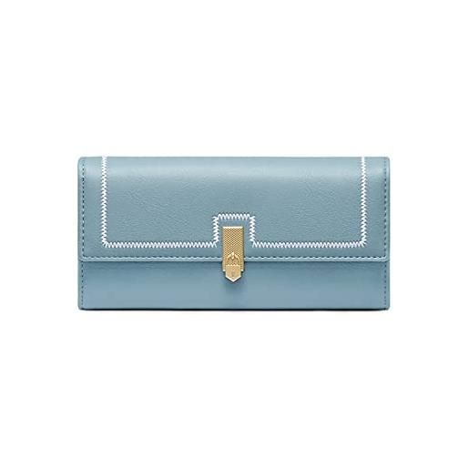 Dieffematicq portafoglio donna brand women wallets buckle design long wallet female leather purse id card holder women purses ladies clutch phone (color: blue)