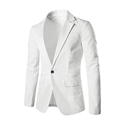 uxcell per uomo intagliato bottone bottone sottile vestibilità casual leggero sport cappotti giacca bianca 48