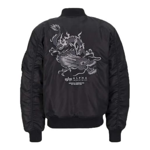 Alpha industries 1 dragon emb bomber jacket per uomo giacche, black/black, m
