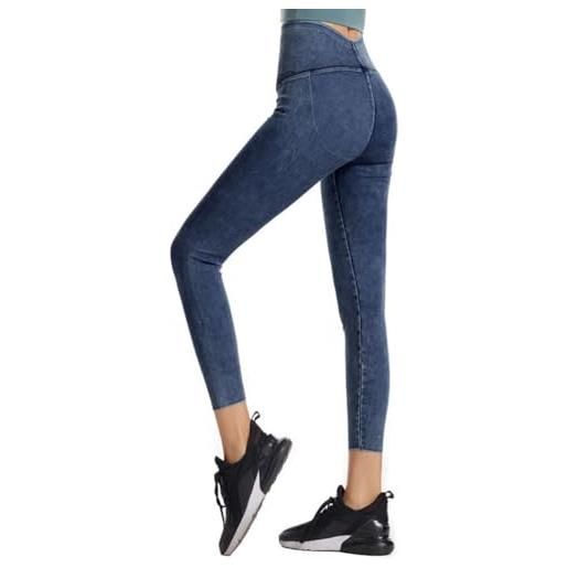 Onsoyours jeggings da donna jeans leggins a vita alta jeggings yoga pantaloni casual slim pantaloni leggings elasticizzati attillati in denim a nero xs