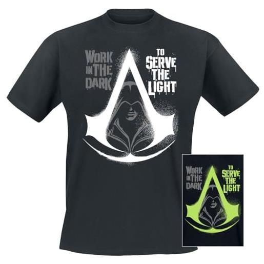 Assassin's Creed logo - glow in the dark uomo t-shirt nero l 100% cotone regular
