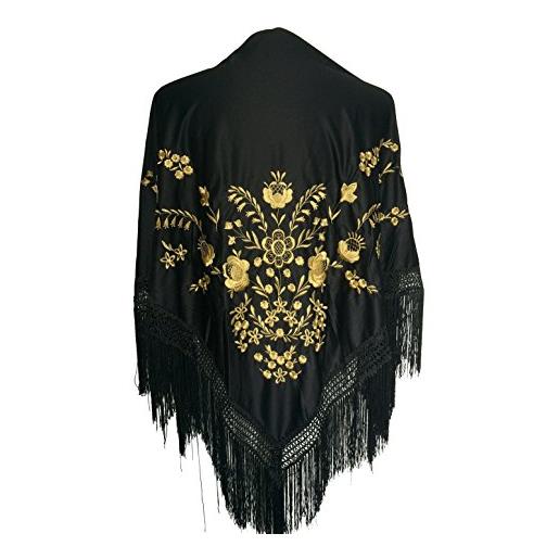 La Senorita la señorita foulard cintura chale manton de manila flamenco di danza nero oro