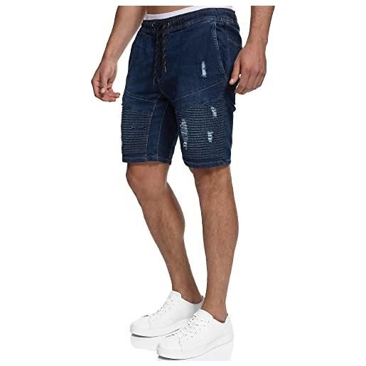 Indicode uomini ernest jeans shorts | pantaloncini jeans used look con tasche dark blue m