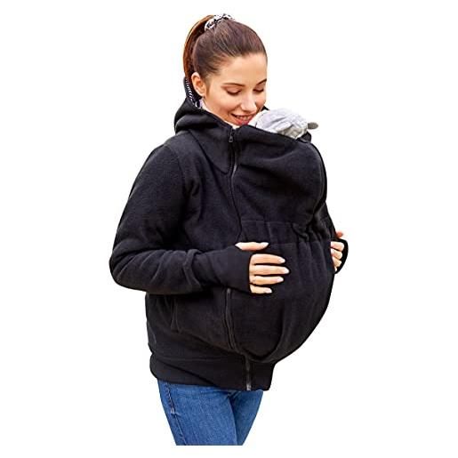 Be Mama - Maternity & Baby wear 3 in 1 - giacca e giacca da donna in morbido pile, modello: bergami, cerniera nera 3 in 1, s-m