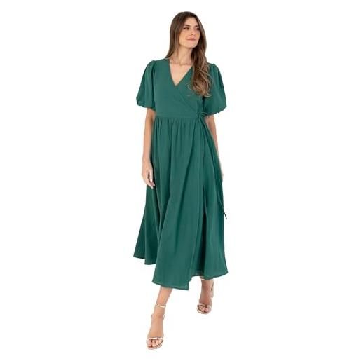 Lovedrobe maxi dress da donna, scollo a v, vita ad a, per occasioni speciali, stampa floreale estiva nan, verde, 54