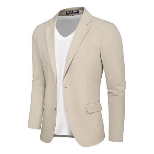 PaulJones giacca da uomo monopetto leggera regular fit casual business suit jacket, albicocca, s