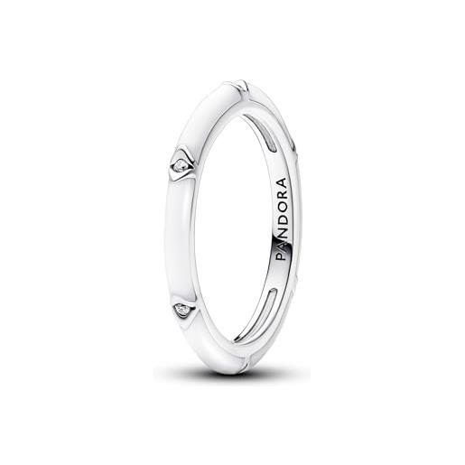 PANDORA me anello in argento sterling con zirconia cubica trasparente e smalto bianco, 54
