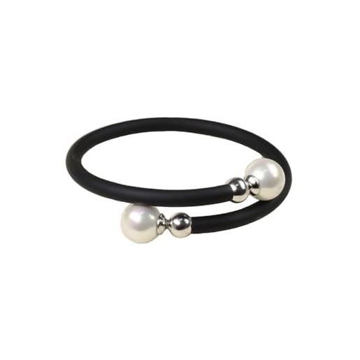 Orquidea | braccialetto | braccialetto aruna | perle organiche di maiorca | 10mm | adatto a qualsiasi misura | 925% argento sterling e gomma | bianco
