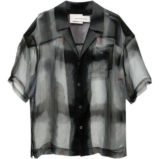 Feng Chen Wang camicia semi trasparente con stampa - nero