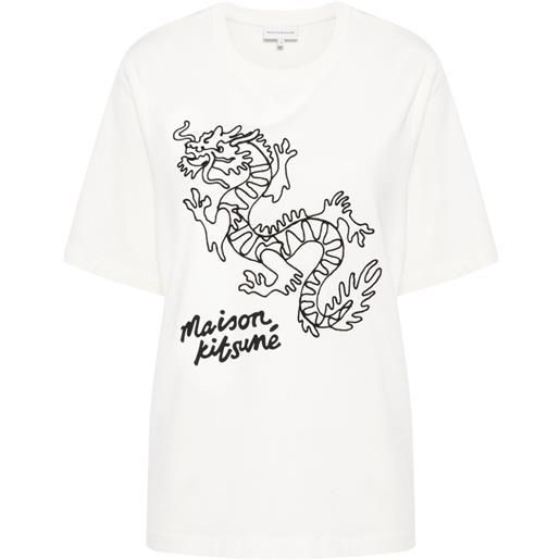 Maison Kitsuné t-shirt chinese dragon - bianco