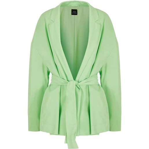 Armani Exchange blazer monopetto con cintura - verde