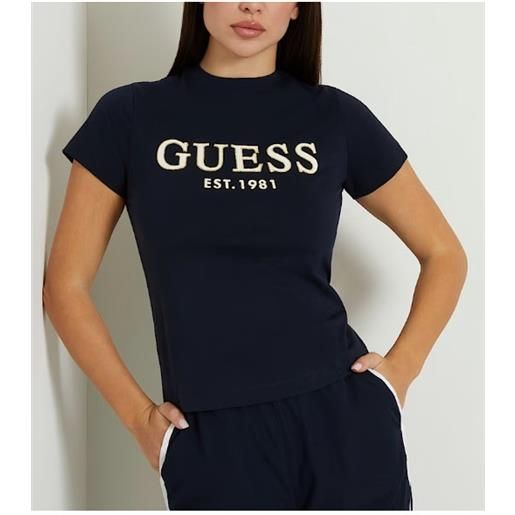 Guess nyra ss t-shirt daring ocean t-shirt m/m blu scritta oro donna