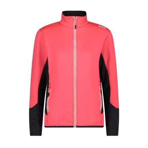 Cmp woman jacket pile stretch zip fuxia fluo/antracite donna