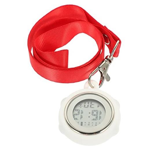 Mipcase orologio da infermiera digitale da tasca rosso brillante custodia in silicone cordino medico fob orologio moschettone orologio da collo orologio da camice strumento per medici infermieri paramedici infermieri