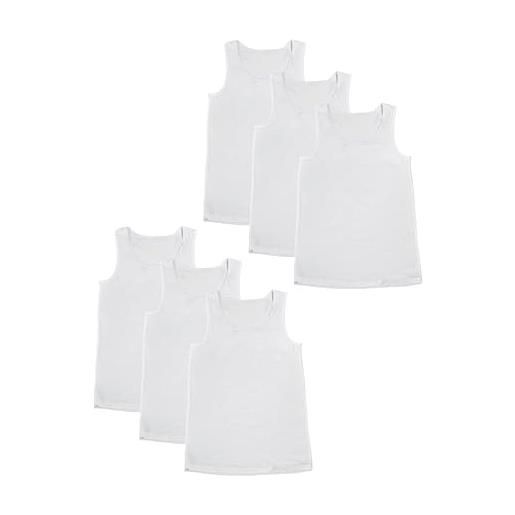 Laphilo canottiere e magliette in cotone intimo bambini ragazzi unisex cod. 3600 (8-9 anni, bianco canotta(boy) 6pc)