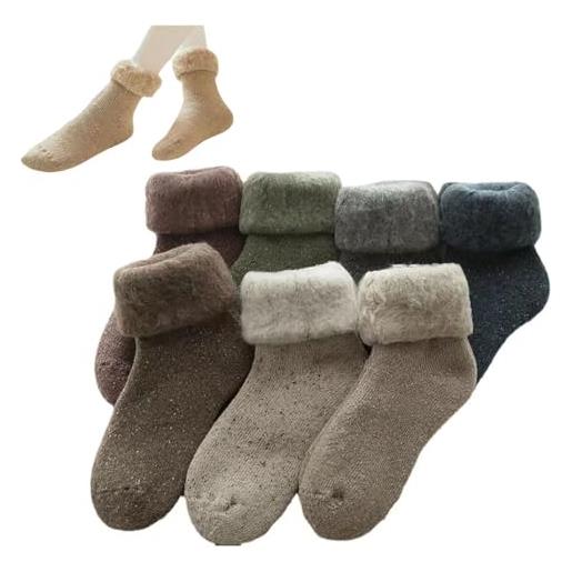 HUGGINS extra thick wool socks winter women's mid-calf thickened velvet snow socks, cashmere wool socks women's cashmere socks soft winter warm thick wool socks (one size, 7pares)