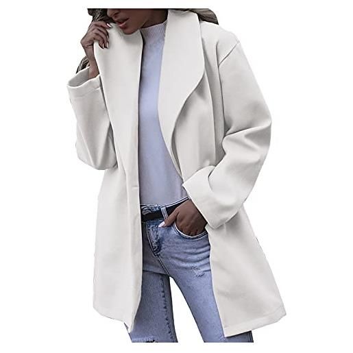 Generic cappotto invernale da donna in lana trench jacket da donna caldo slim cappotto lungo capispalla k801, bianco, xl