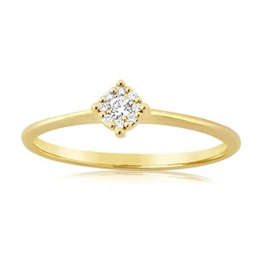 Nododoro milano anello fidanzamento magic oro bianco/giallo 9kt e n. 9 diamanti naturali tot. 0,05 ct certificato d'autenticità anello anallergico verifica la misura scaricando il pdf