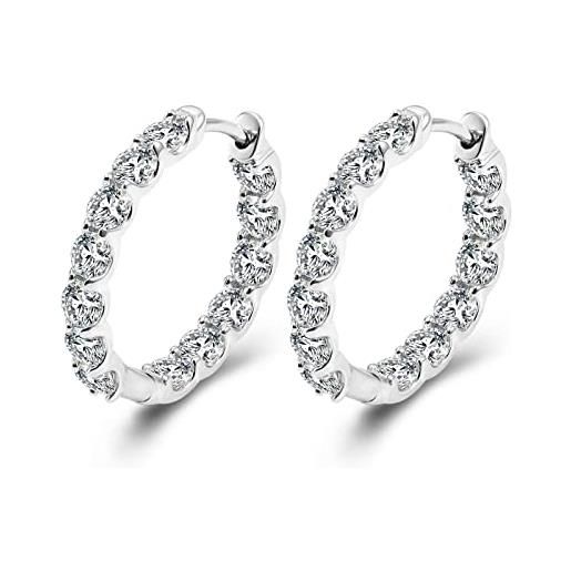 ZYI moissanite orecchini a cerchio in argento 925 moissanite diamond hoop earrings 18 carati white plated gold plated earrings minimalist jewellery as gifts for women and girls, argento sterling