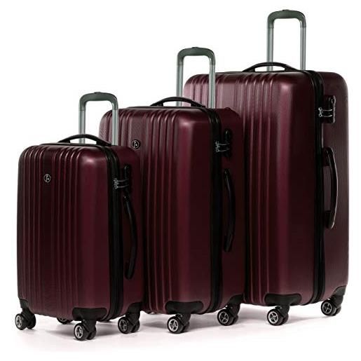 FERGÉ set di 3 valigie viaggio espandibile toulouse - bagaglio rigido dure + 5 cm 3 pezzi valigetta 4 ruote rosso