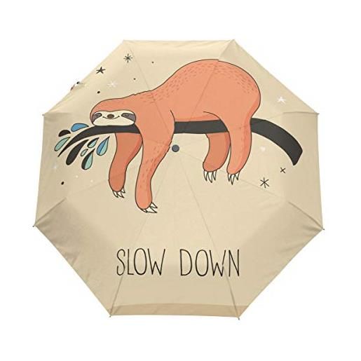 BEUSS il bradipo rallenta ombrello pieghevole automatico antivento con auto apri chiudi portatile protezione uv ombrelli per viaggi spiaggia donne bambini ragazzi ragazze