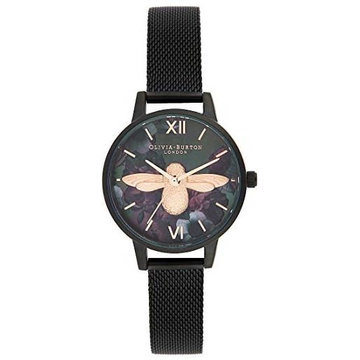 Olivia Burton - orologio da polso analogico al quarzo, taglia unica, colore: nero, bracciale