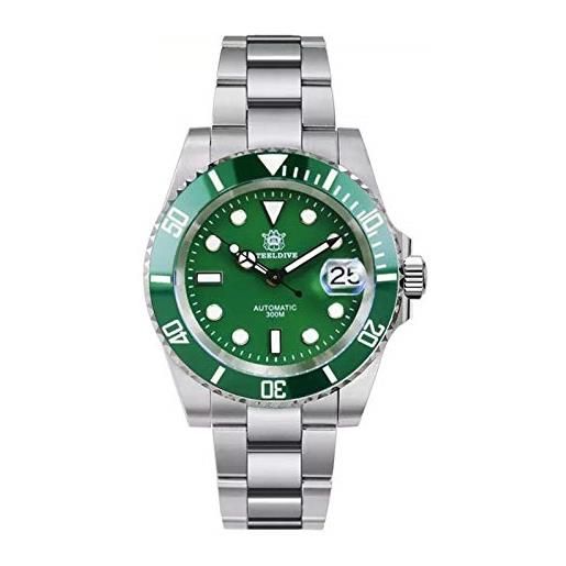 SteeldiveAU steeldive sd1953 - orologio subacqueo, sub (hulk), nh35, ar sapphire, lume, verde, 300 m diver, bnib