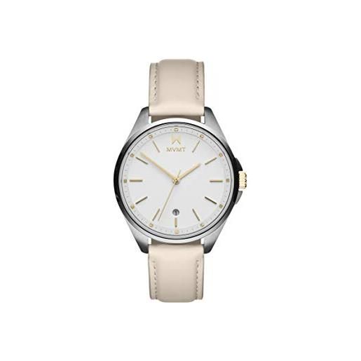 MVMT orologio analogico al quarzo da donna collezione coronada con cinturino in ceramica, pelle o acciaio inossidabile bianco/beige (white/beige)