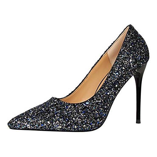 Life&Women scarpe tacco alto donna classico high heels alto lavoro festa elegante scarpe de moda décolleté a punta tacco taglia 9.5 cm