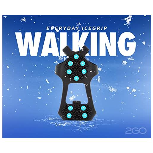 2GO everyday icegrip walking - punta antiscivolo per scarpe, 10 punte per tutto il piede, artigli per scarpe, ramponi, punte da neve, catene da neve per scarpe, tenuta ottimale su ghiaccio e neve, 