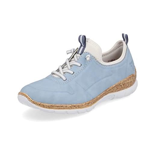 Rieker donna sneaker n4285, signora sneaker basse, soletta removibile, scarpa bassa, scarpe da strada, tempo libero, sportivo, blu (blau / 10), 42 eu / 8 uk