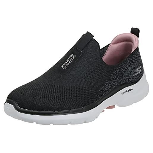 Skechers go walk 6 - brillante, scarpe da ginnastica donna, nero/rosa, 37 eu larga