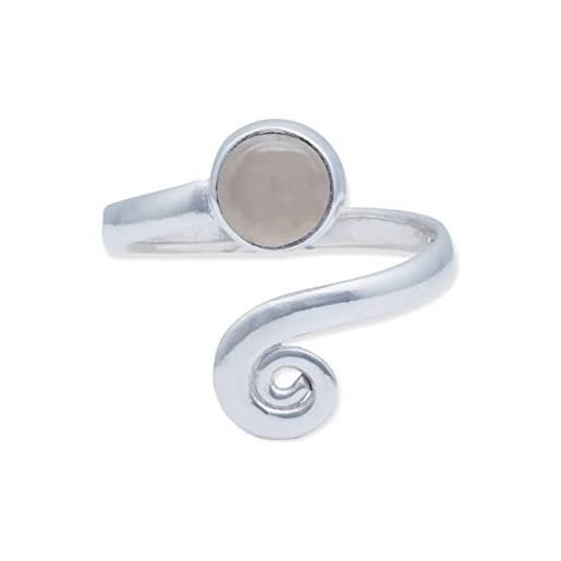 mantraroma anello argento 925 con pietre preziose misura regolabile quarzo rosa pietra argento sterling da donna in vero argento (mrv-102-07)