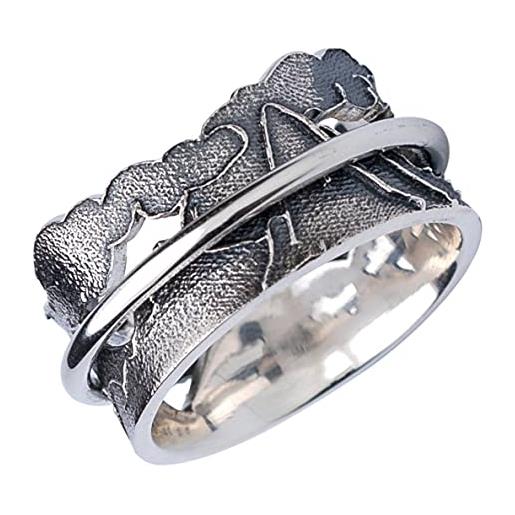 Energy Stone never quit sterling silver meditation spinner ring (style uk79) (l 1/2)