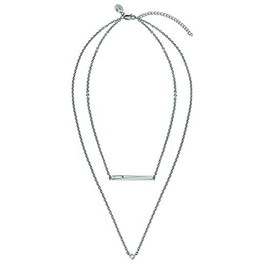 Breil, collezione gioiello b essential, bracciale, collana e orecchini da donna in acciaio, con crystal jewellery